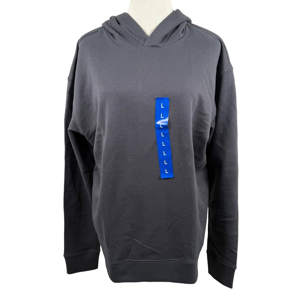 Gap Mens Large Hoodie Gray Waffle Knit Pullover Relaxed Fit Gorpcore Neutral NWT